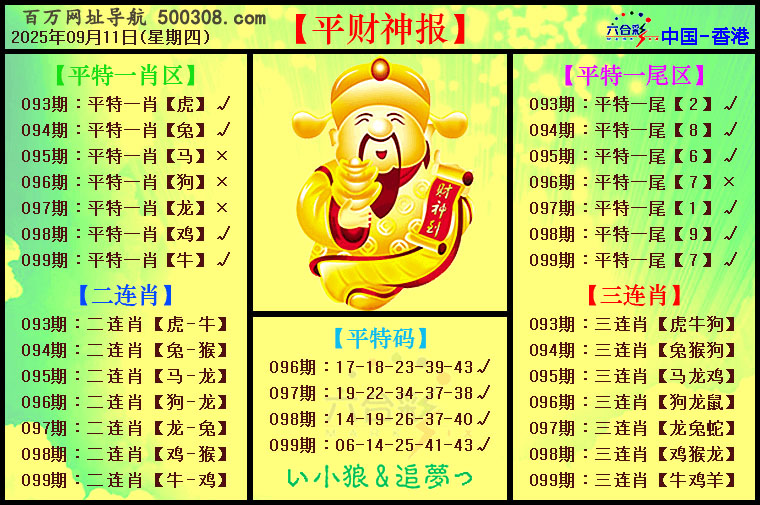 099期：平财神报