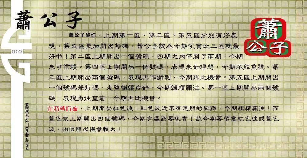 010期：老总论码/萧公子/林大师/五行夺码/